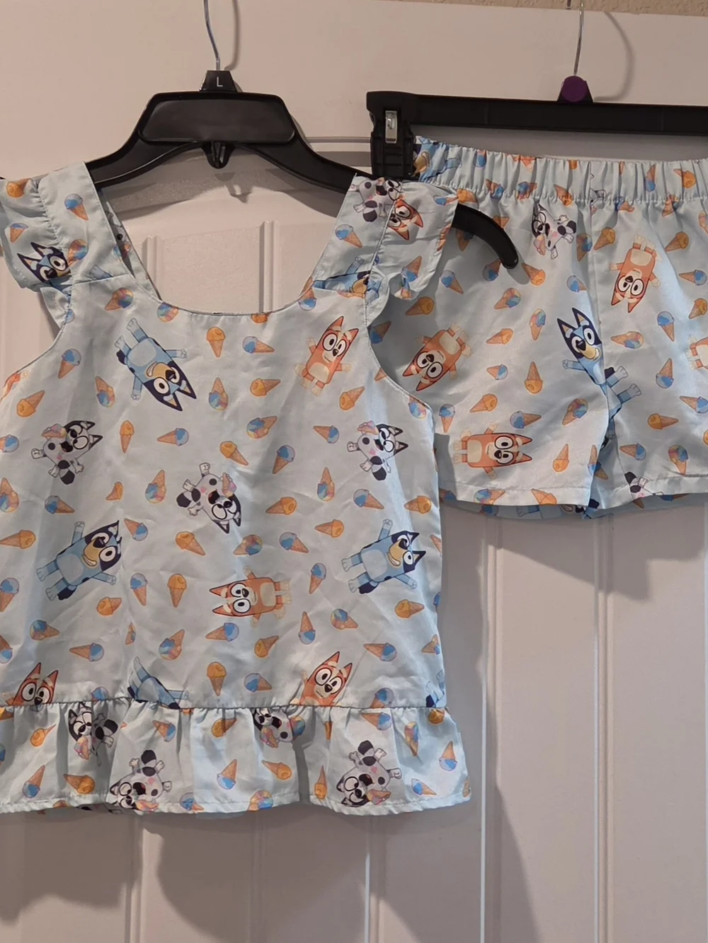 Kids Light Bluey Character Ice Cream Print Top & Short Set
